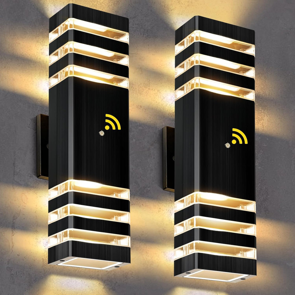 LED Square Up & Down Wall Lights,Outdoor Wall Lights Exterior Light Fixtu...