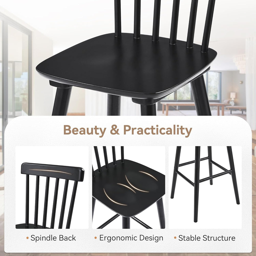 LUE BONA Windsor Wooden Bar Stools Set of 2 for Kitchen Island, Farmhouse 24 ...