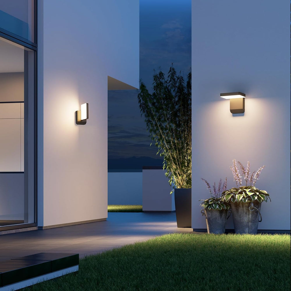 Modern Outdoor LED Wall Light 350° Rotatable, Black, 1 Pack