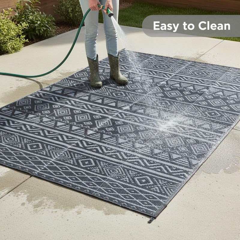 RURALITY Outdoor Rugs 9'x12' Waterproof for Patios Clearance,Plastic ...