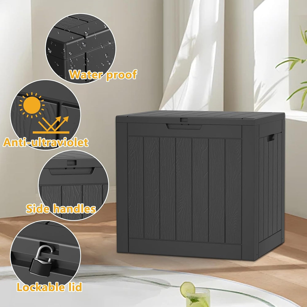 36 Gallon Outdoor Deck Box, Lockable Waterproof Outdoor Storage Boxes For Gar...