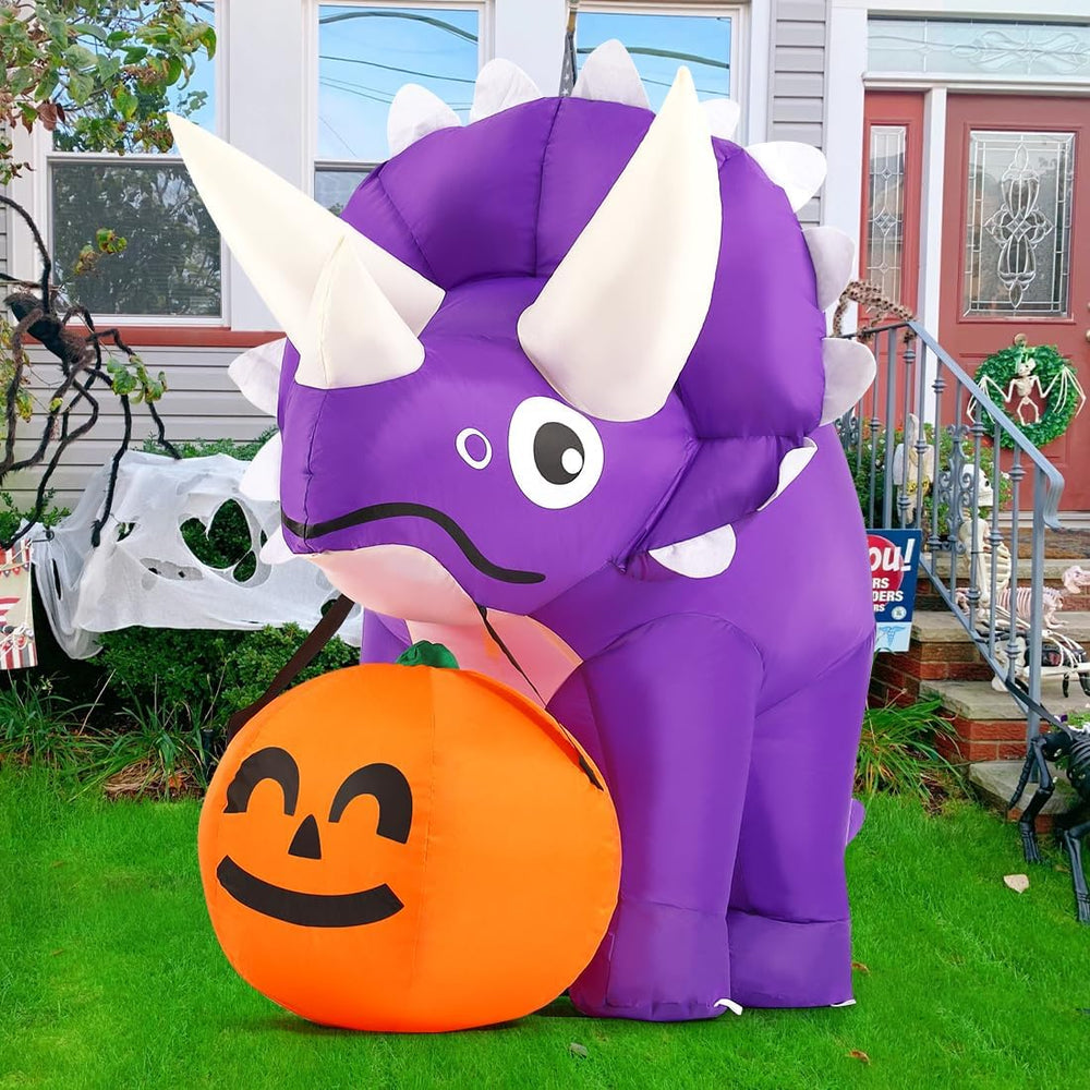 GOOSH 5 FT Width Halloween Inflatables Dinosaur Outdoor Decorations Blow Up Y...