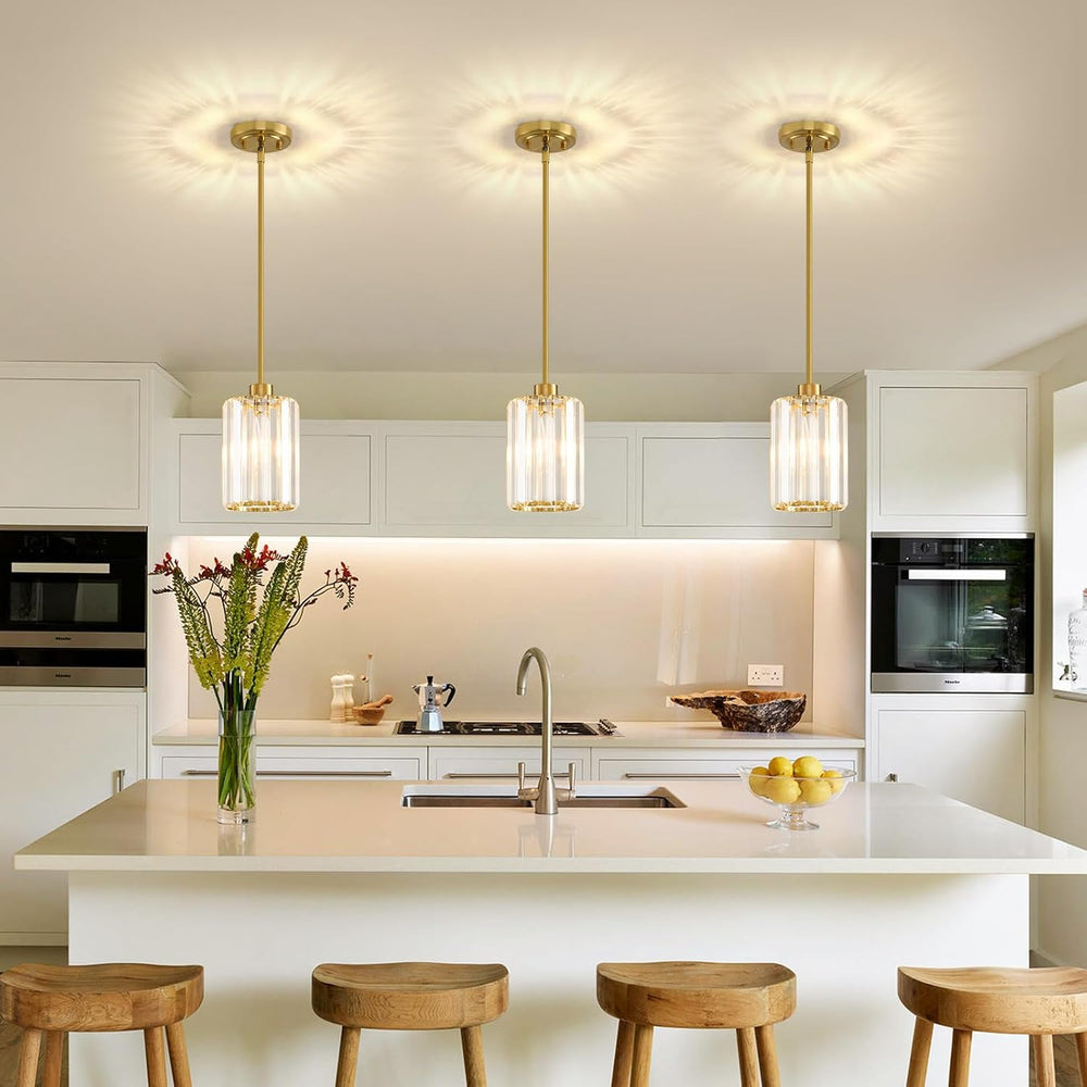 2 Pack Pendant Lights Kitchen Island, Modern Gold Pendant Light Fixtures, Min...