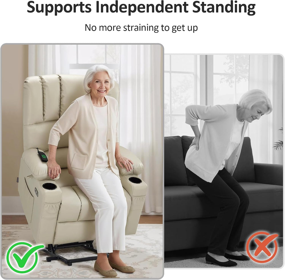 MCombo Large Power Lift Recliner Chair for Elderly 7099 (Cream White)