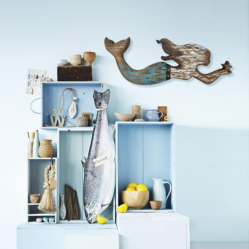 Wooden Mermaid Beach Wall Decor Hanging Plaque Sign Nautical Ocean Themed