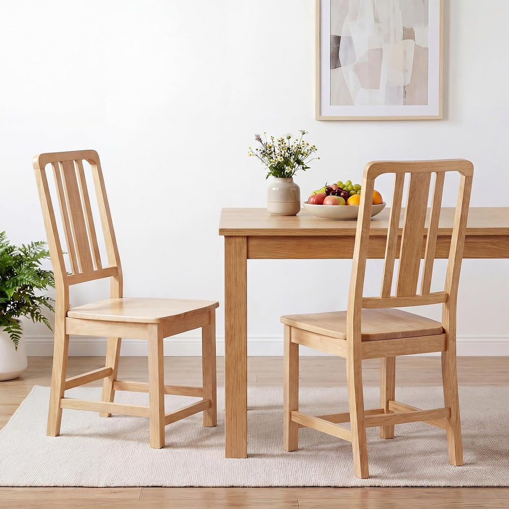 GIANTEX Wood Dining Chairs Set of 2, Natural Wooden Style,Hollowed Backrest