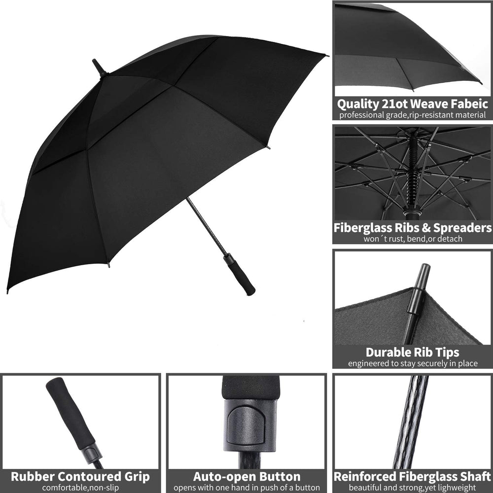 SIEPASA 62/68/72 Inch Large Golf Umbrella Windproof Waterproof Auto Open