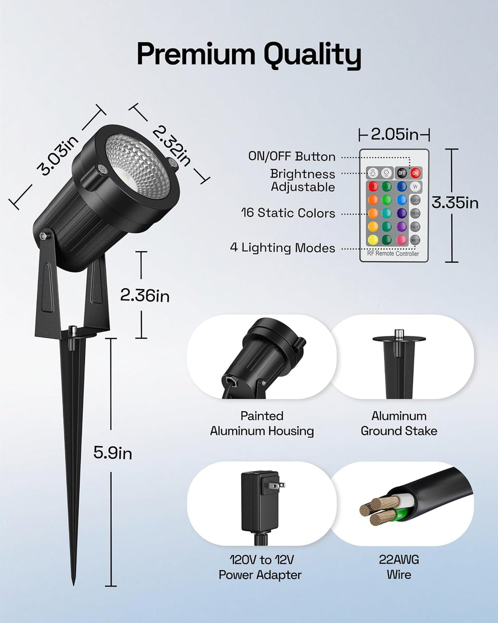 HBN RGBW Halloween Christmas Spot Lights Outdoor Spotlight with Remote