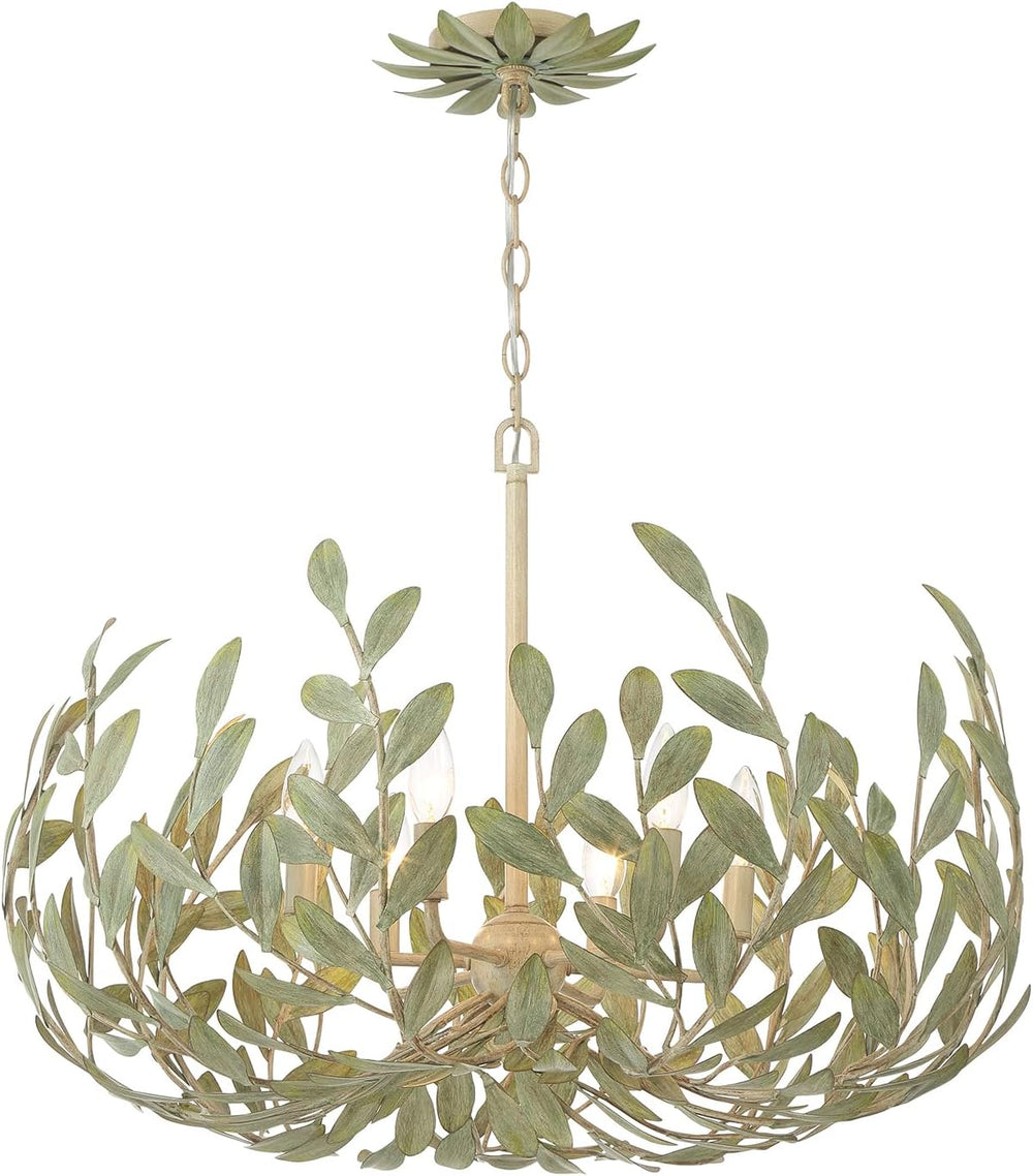 Crystorama Broche 6 Light Champagne Green Tea Chandelier