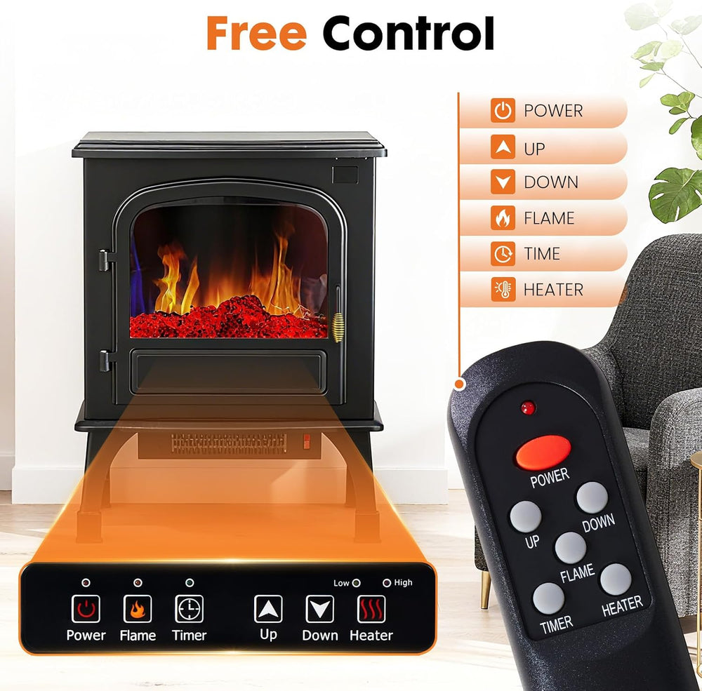 Sweetcrispy 26" Electric Fireplace Heater, Freestanding Indoor Fireplace
