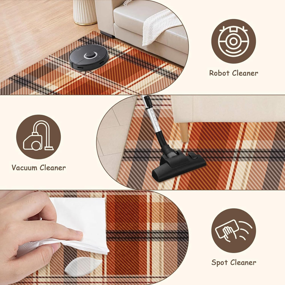 Fall Plaid Doormat Autumn Burnt Orange Buffalo Check Area Rugs 2x3 Farmhouse ...