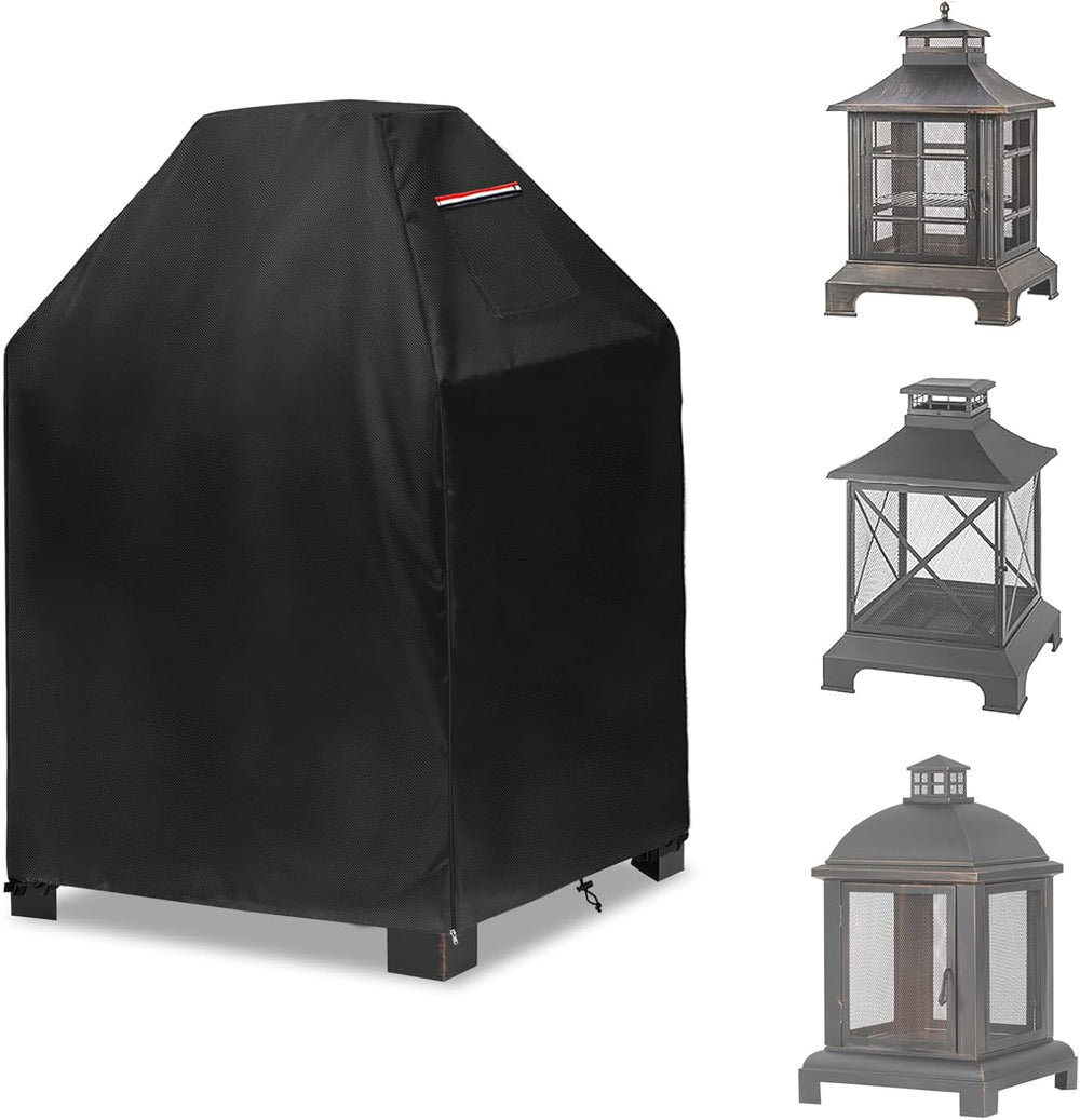 Outdoor Fireplace Cover,Heavy Duty 600D Square Chiminea Fireplace Cover,Pagod...