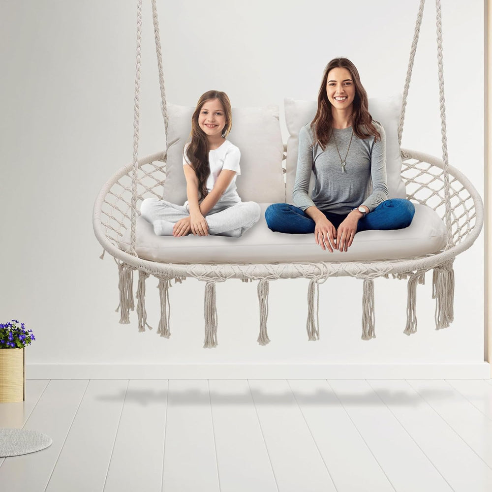 Athena Collection 2-Person Hammock Chair with Mounting Hardware Kit, White