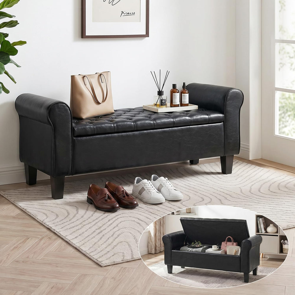 ECOTOUGE 55" Storage Ottoman Bench for Living Room, End of Bed Bench wit...