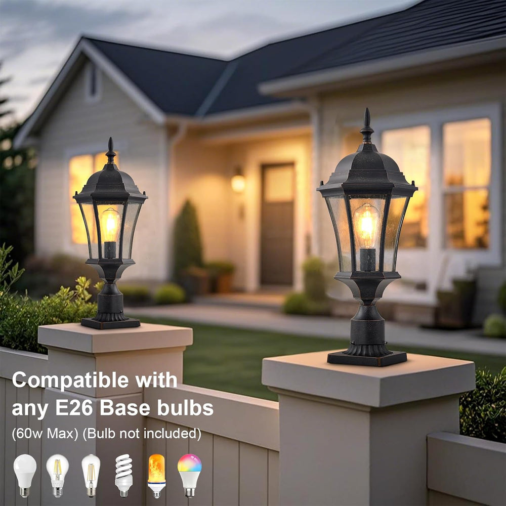 Cast Aluminum 24" Large Outdoor Post Light with 3" Pier Mount, Bron...
