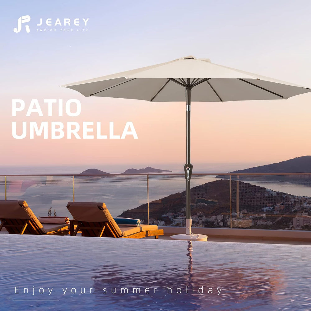 JEAREY 9FT Outdoor Patio Umbrella, Market Umbrella, Beige