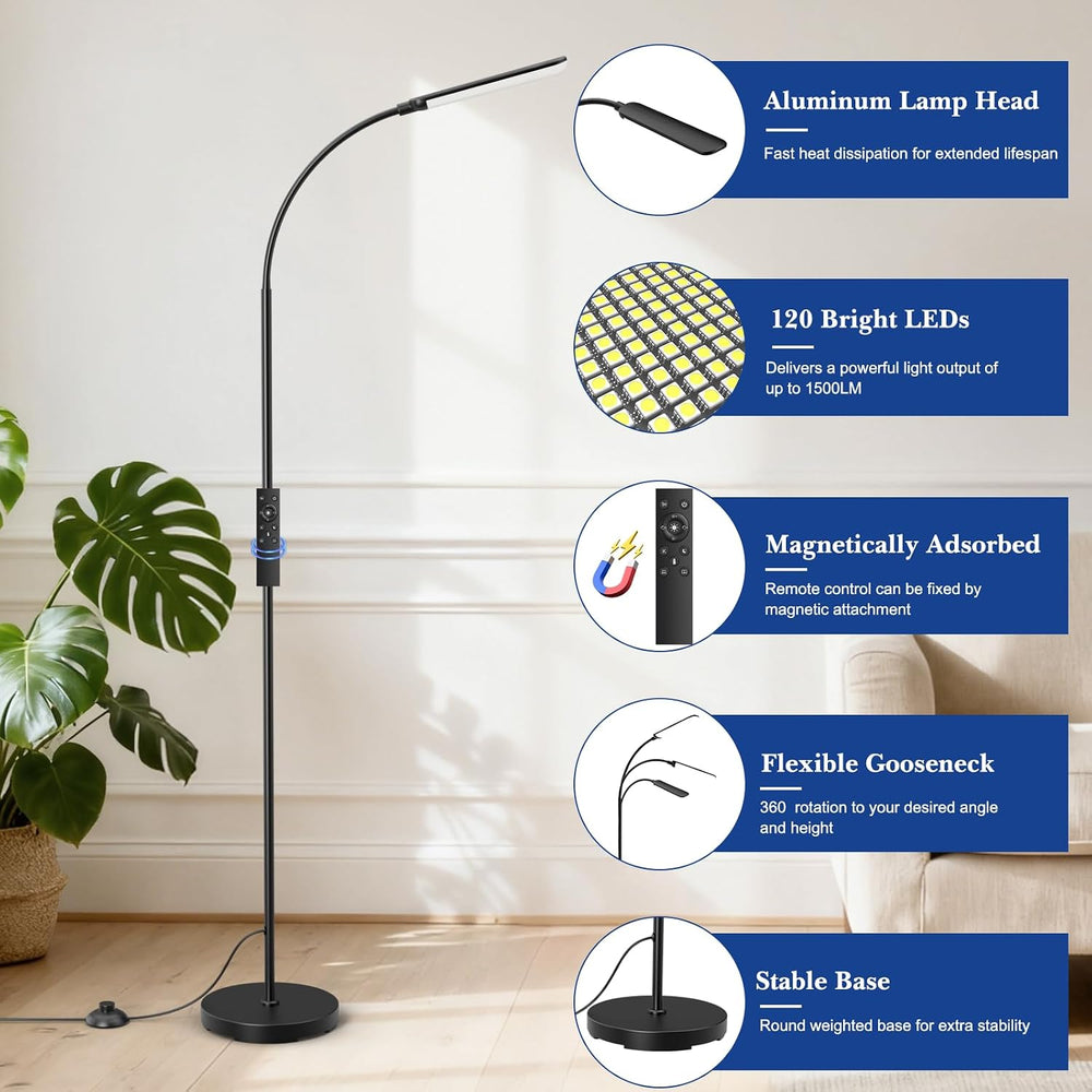 Floor Lamp, LED Floor Lamp with Remote Control Foot Switch for Living Room, S...