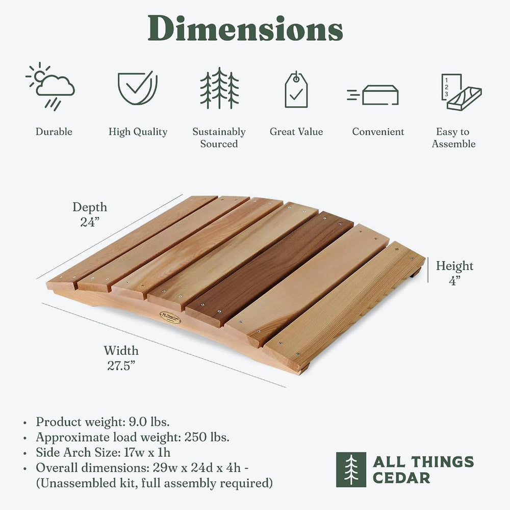 All Things Cedar Outdoor Wooden Garden Bridge for Walkway, Backyard Pond, 2’,...