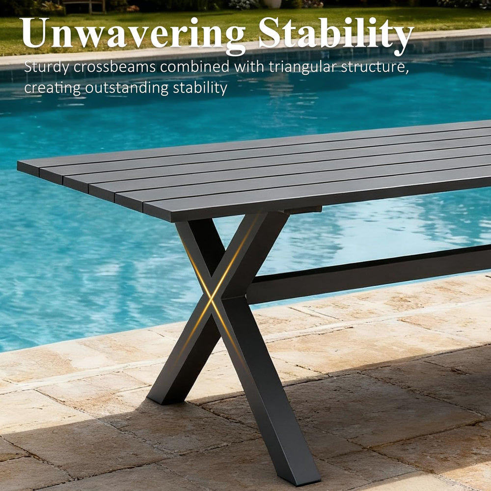 LayinSun 11 Pieces Outdoor Patio Dining Set, Aluminium Rectangular Dining Tab...