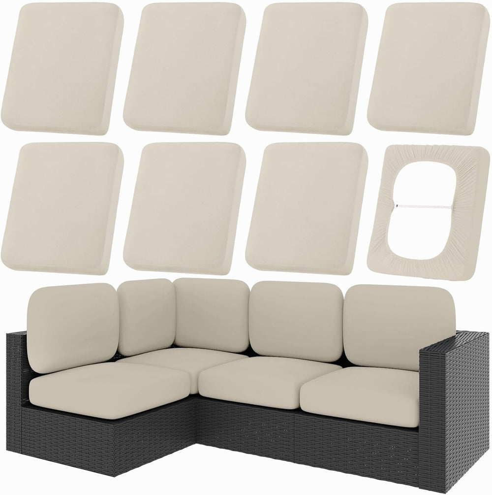 hyha 8Pcs Patio Cushion Covers, Stretch Outdoor Couch Cushion Covers