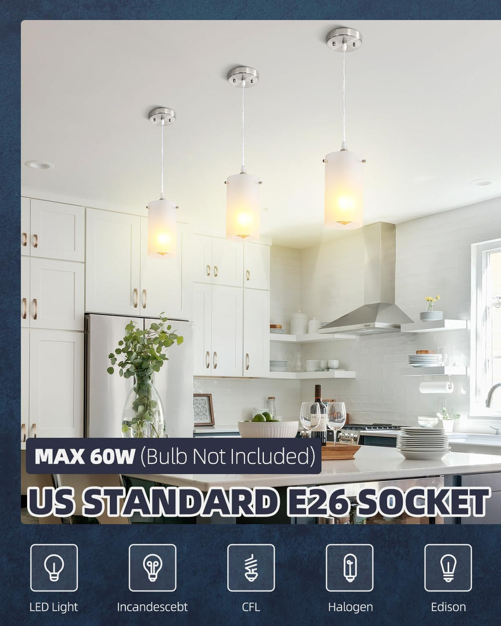 1-Light Mini Pendant Light Fixtures, Modern Chandelier Hanging Ceiling Light ...
