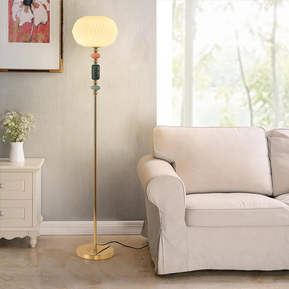 Floor Standing Tall Lamp Milk Glass Floor Lamp with Plug Switch Button for Li...