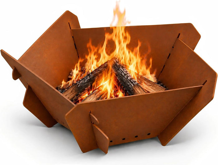 Decoroca Corten Steel Fire Pit - 27'' Wood Burning Fire Pits Outdoor