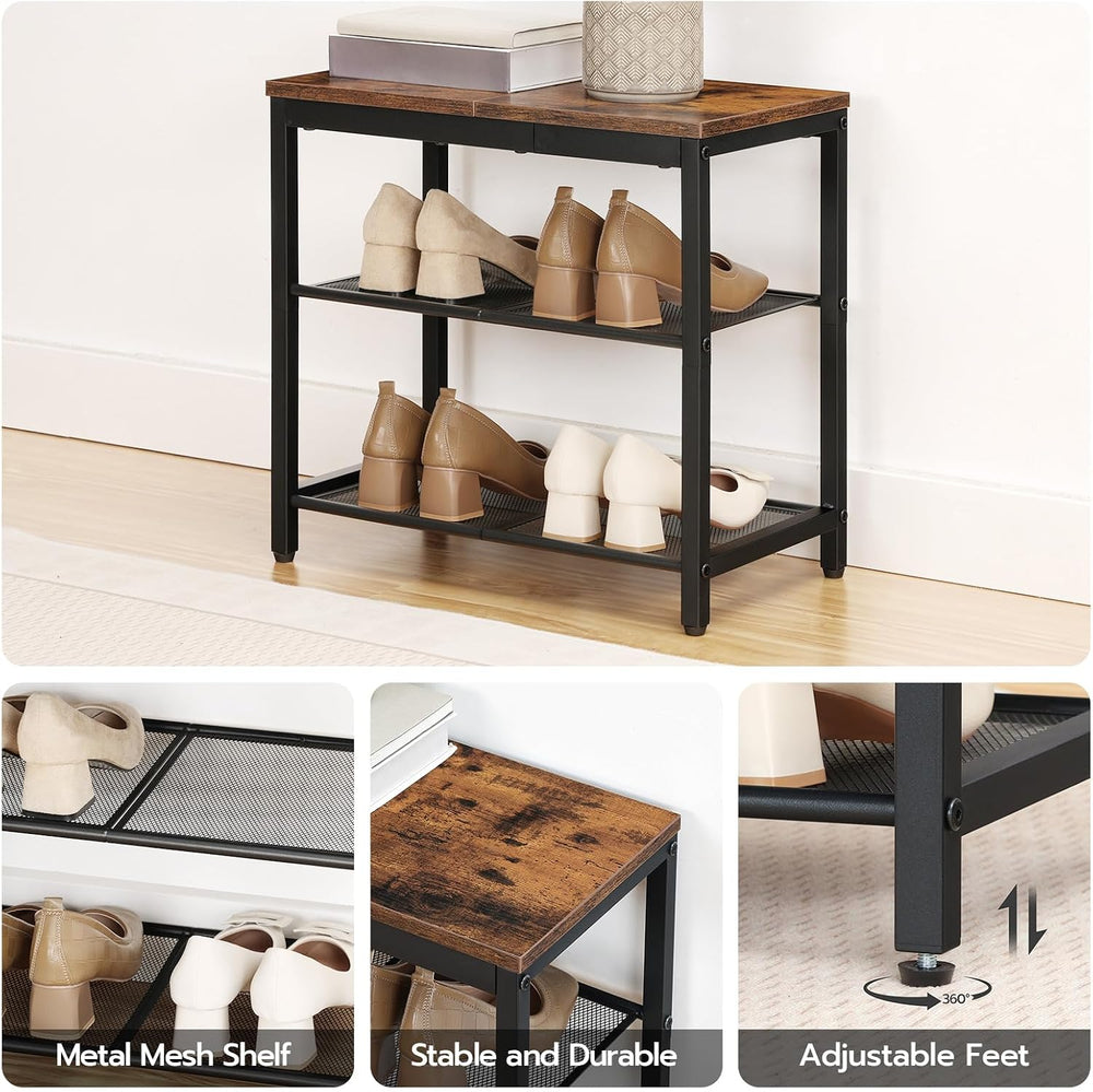 HOOBRO Shoe Bench, 3-Tier Shoe Rack, Industrial Shoe Organizer Storage Bench,...