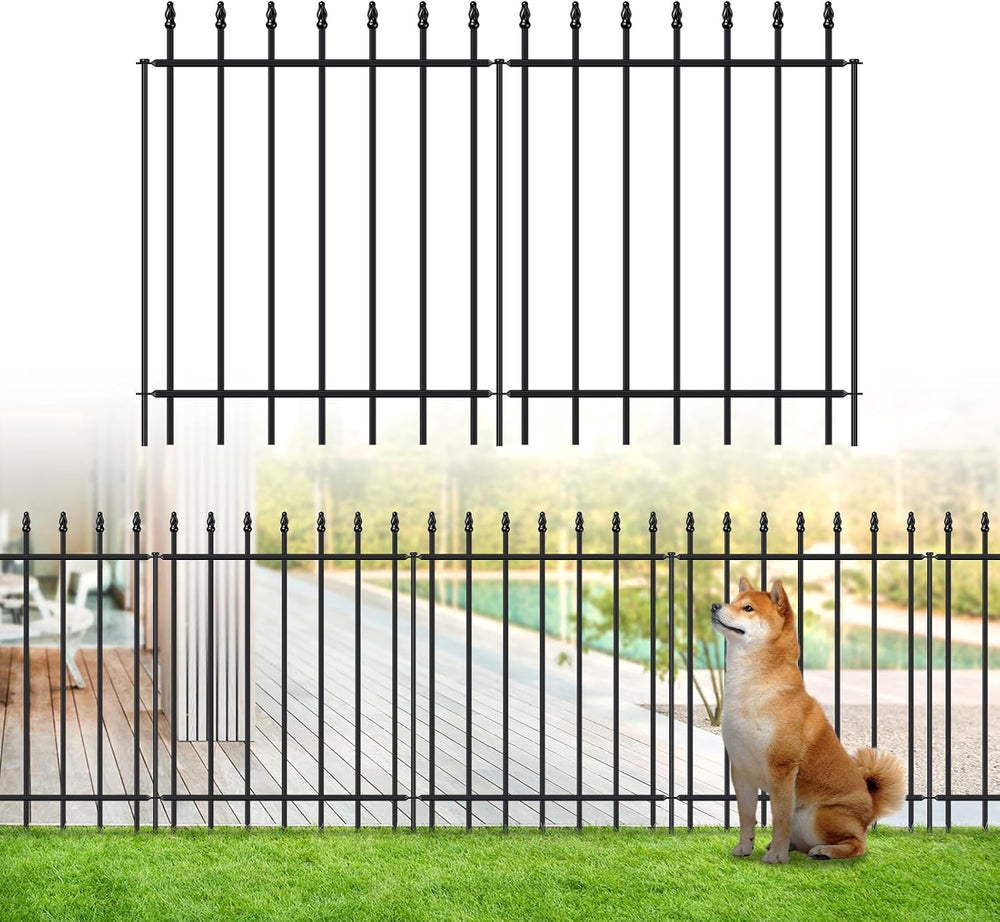 Decorative Metal Garden Fence 30" x 16', Outdoor Fence Border with S...