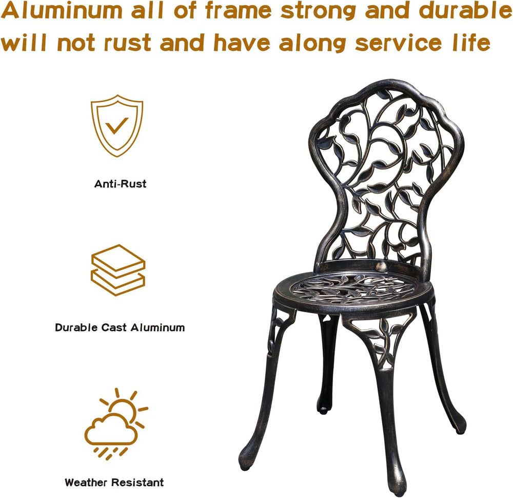 YKSY&YKSY Patio Bistro Set.Rust-Resistant Cast Aluminum Bistro Table Set ...