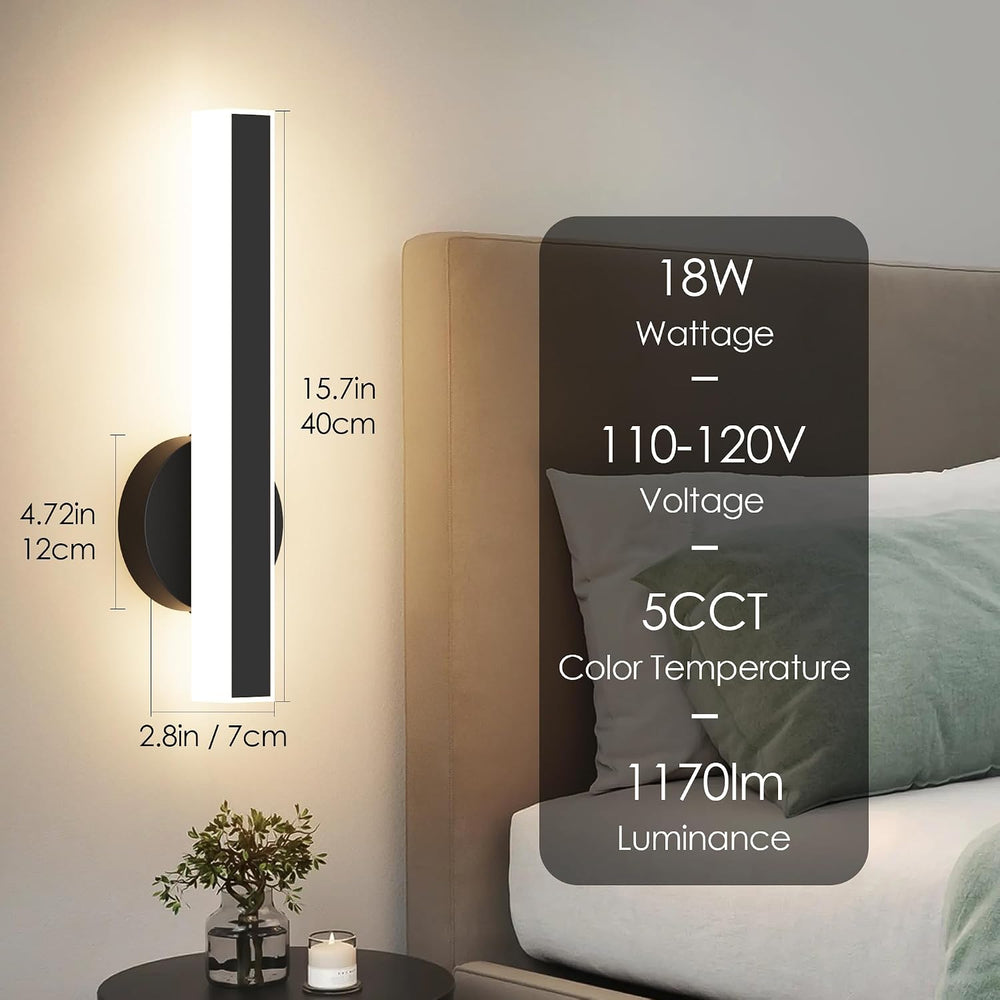 Aipsun Black Wall Sconce Hardwired Modern LED 18W Wall Sconce Set of Two, 15....