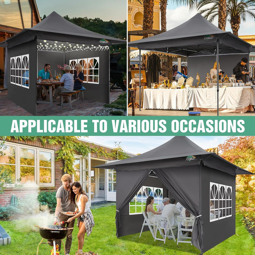 COBIZI 13x13 Heavy Duty Pop Up Canopy with 4 Walls, Commercial Outdoor Tent