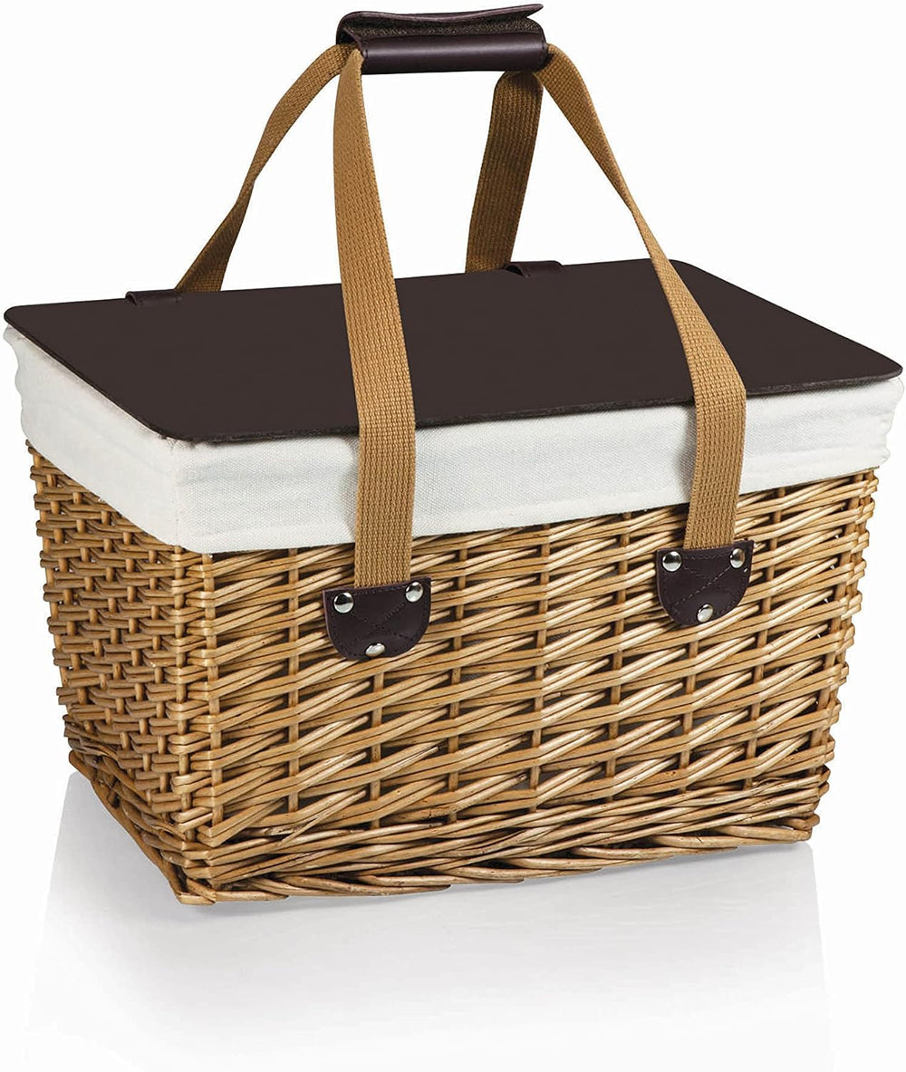 PICNIC TIME Canasta Wicker Picnic Basket, Classic Small Wicker Basket for 2 w...