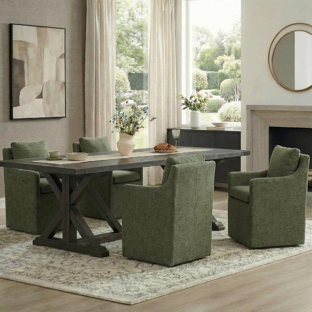 KISLOT Upholstered Dining Chairs with Casters, No Assembly Modern Accent Armc...