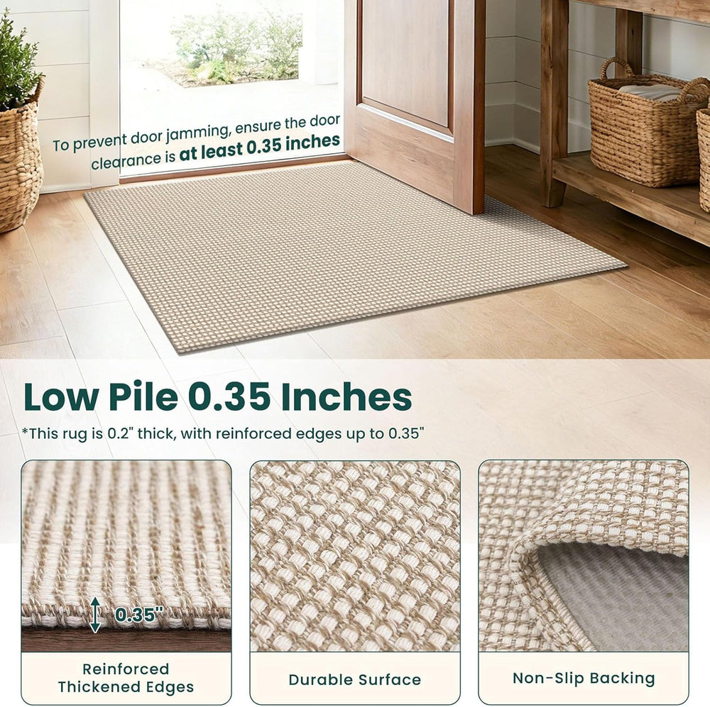 KOZYFLY Rugs for Entryway 3x5 ft Washable Area Rug Non Slip Rubber Backed Ent...