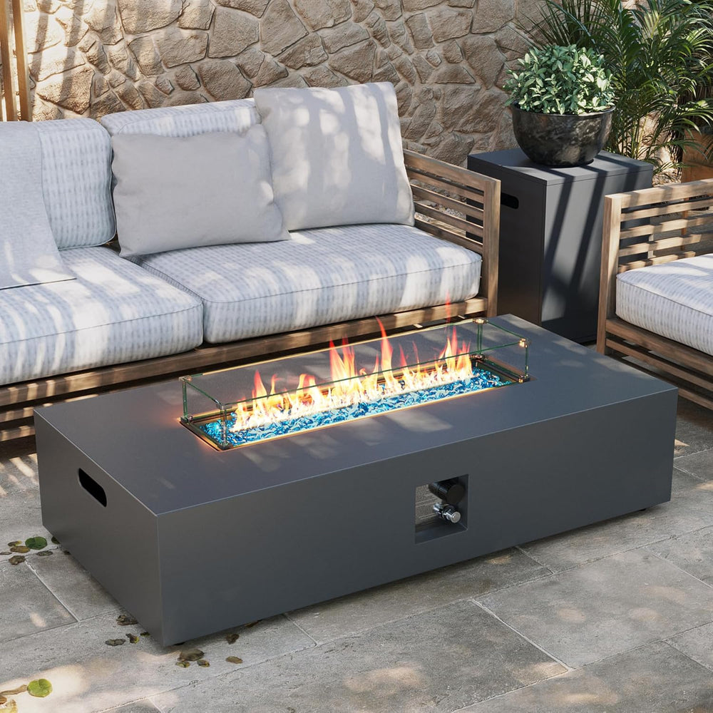 UPHA 56-inch Outdoor Propane Gas Fire Pit Table, Grey