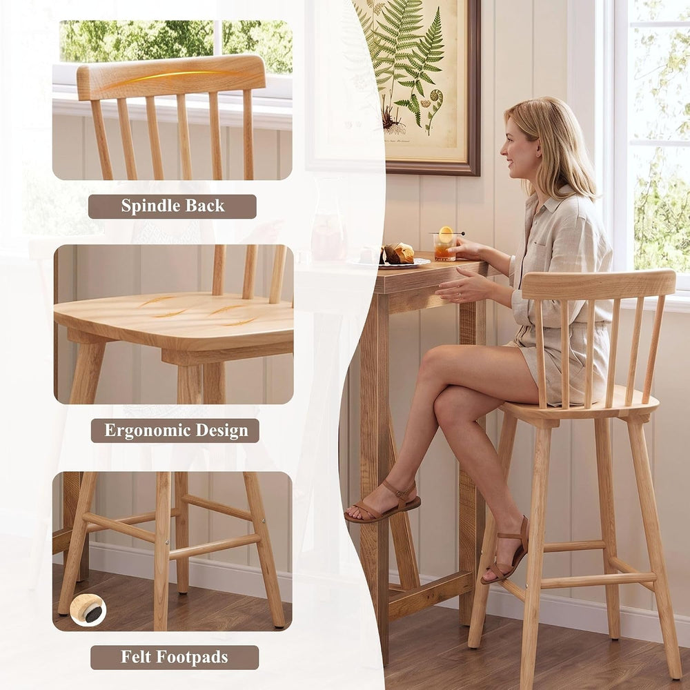Windsor Bar Stools Set of 4, 26 Inch Counter Height Barstools Wooden Barstool...