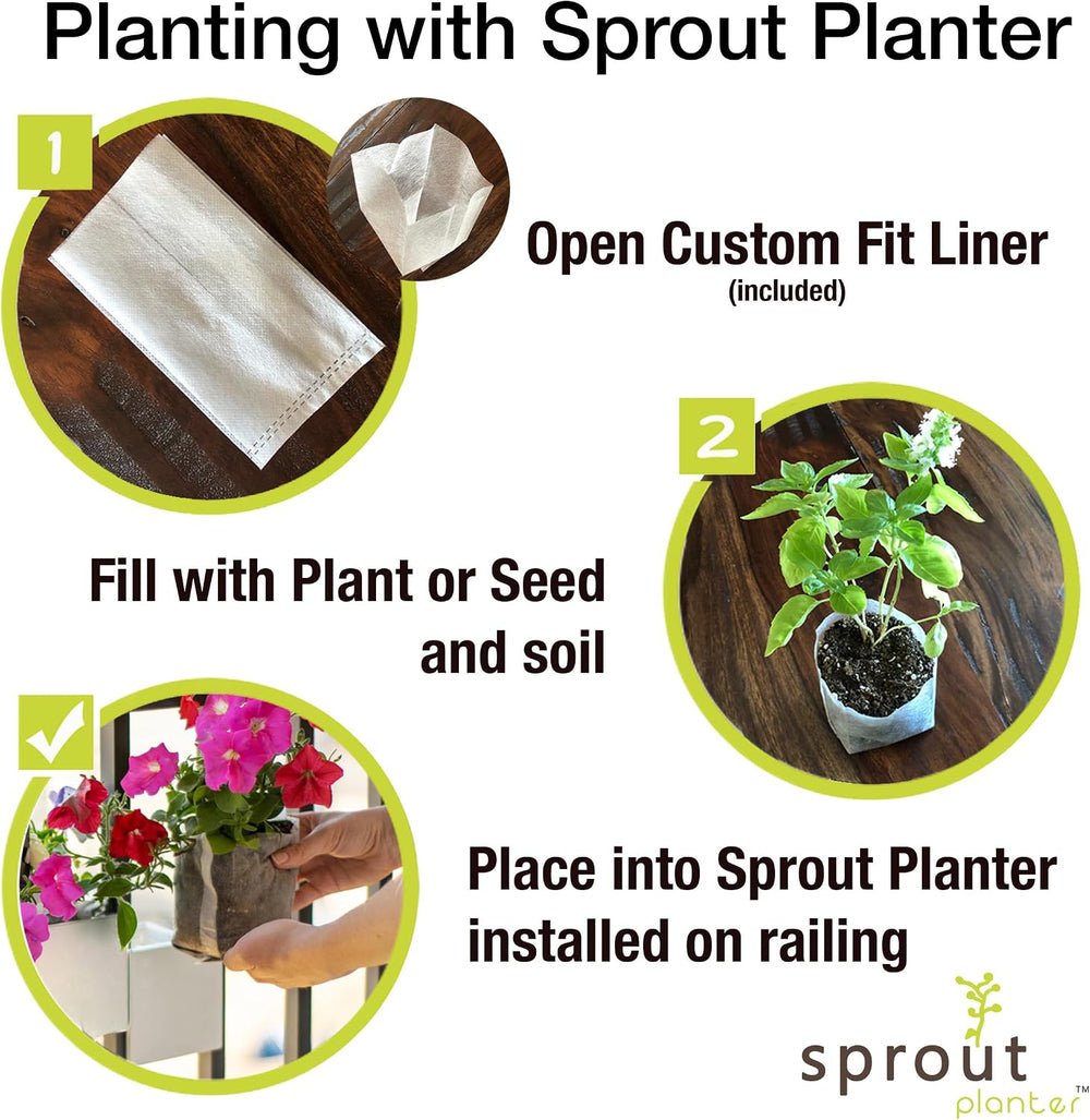 Railing Planter 5-Pack, White (4-inch) | Tool-Free Space-Saving Floating Flow...