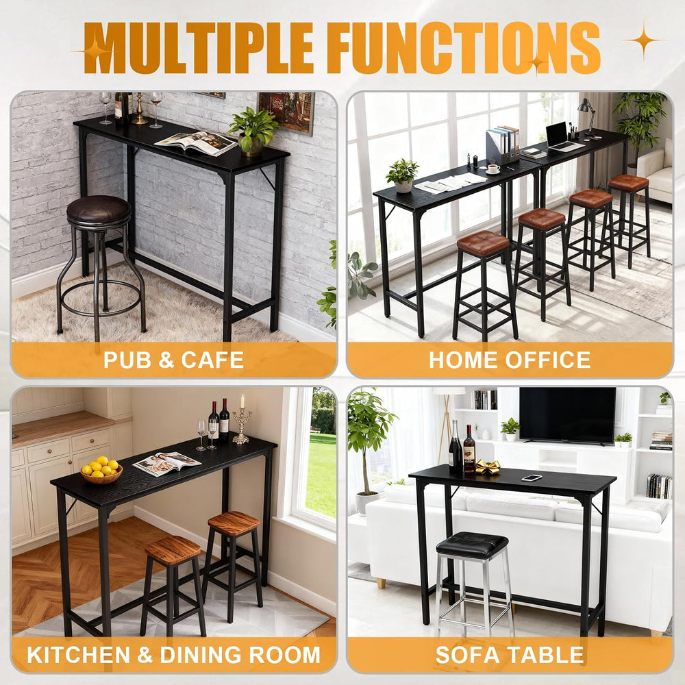 Karl home 43" Bar Table w/Triangular Support, 220 lbs, Black
