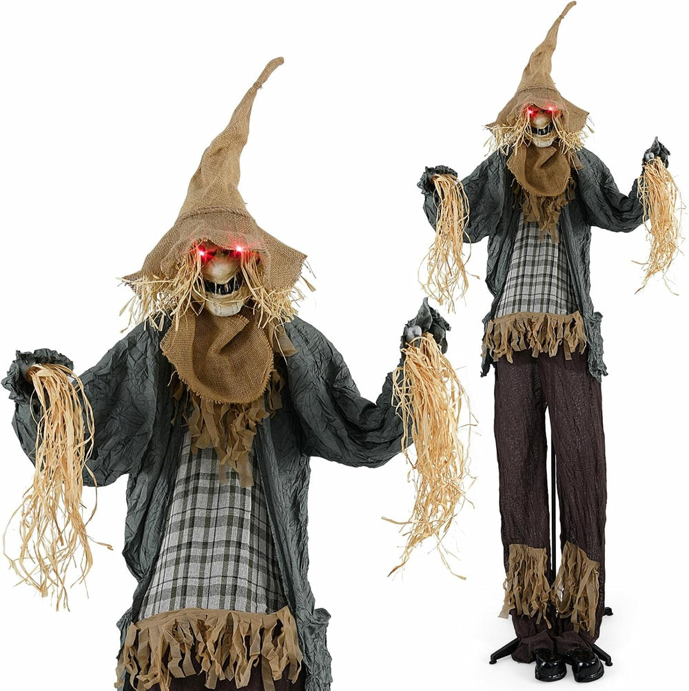 Moccha Standing Scarecrow Halloween Decorations - 7 FT Sound-Activated Ghost ...