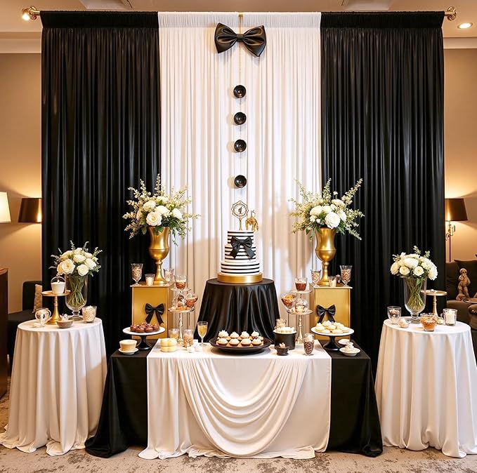10ftx10ft Black Sequin Backdrop Curtain for Parties, Wrinkle Free Thick Glitt...