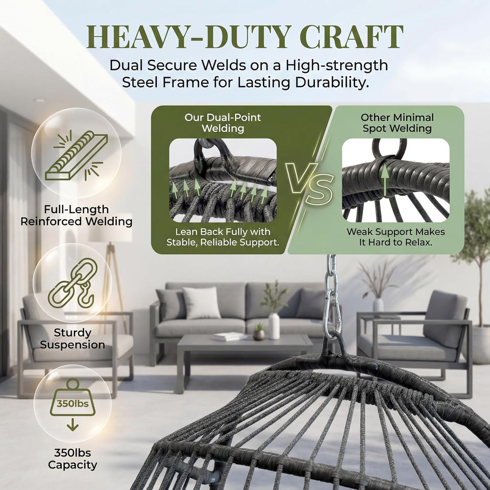 RADIATA Outdoor Egg Chair Without Stand, Foldable Wicker Swing Basket Chair