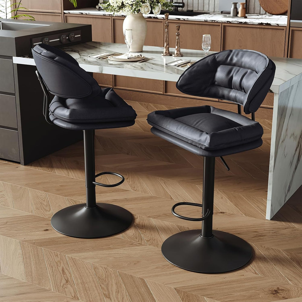 Nalupatio Modern Bar Stools Set of 2, Spacious Ergonomic Double-Layer Cushion...