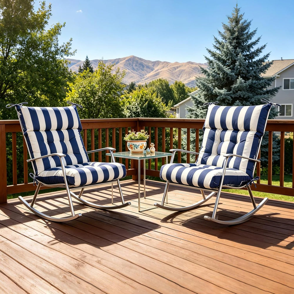 Outdoor High Back Cushions，63" × 47.7" × 4" Tufted Rocking Cha...
