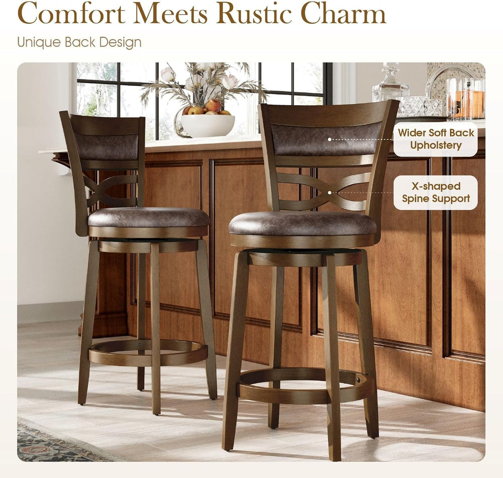 Sophia & William 26 Inch Swivel Bar Stools Set of 2, Counter Height Stools