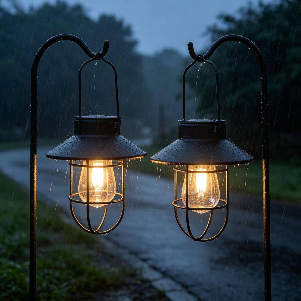 Solar Lantern 2pack Outdoor Hanging Light- Waterproof Vintage Metal Light wit...