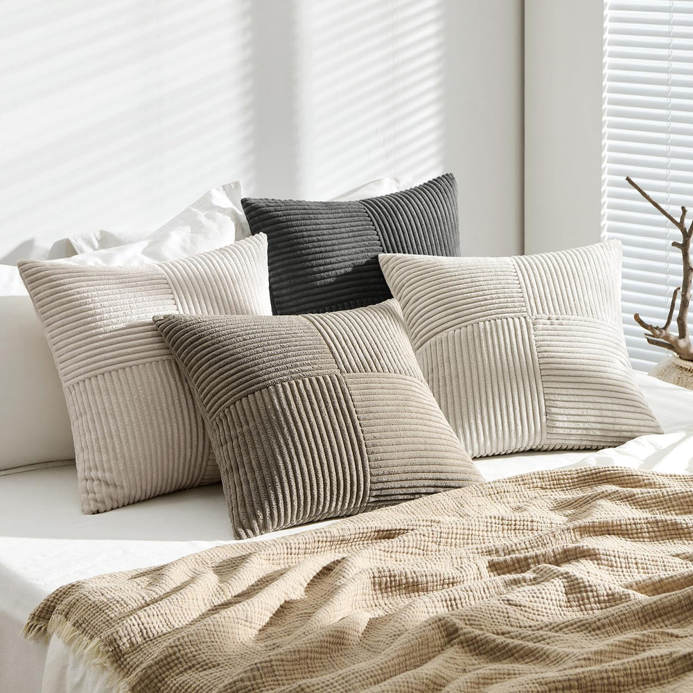 ANRODUO Decorative Throw Pillows for Couch 22x22 Neutral Gray Pack of 4