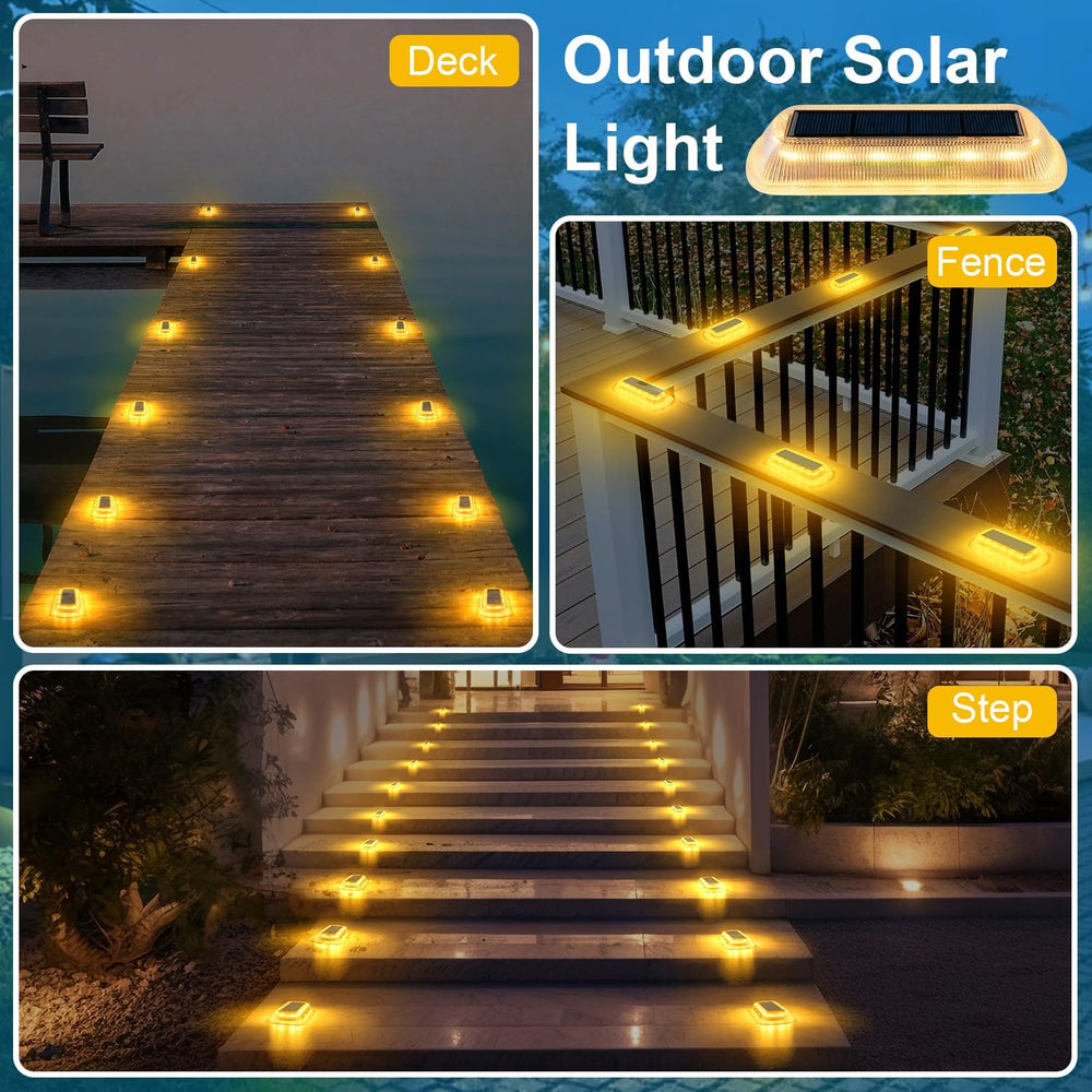 T-SUN Solar Deck Lights Outdoor Waterproof, Warm White Step Light for Porch