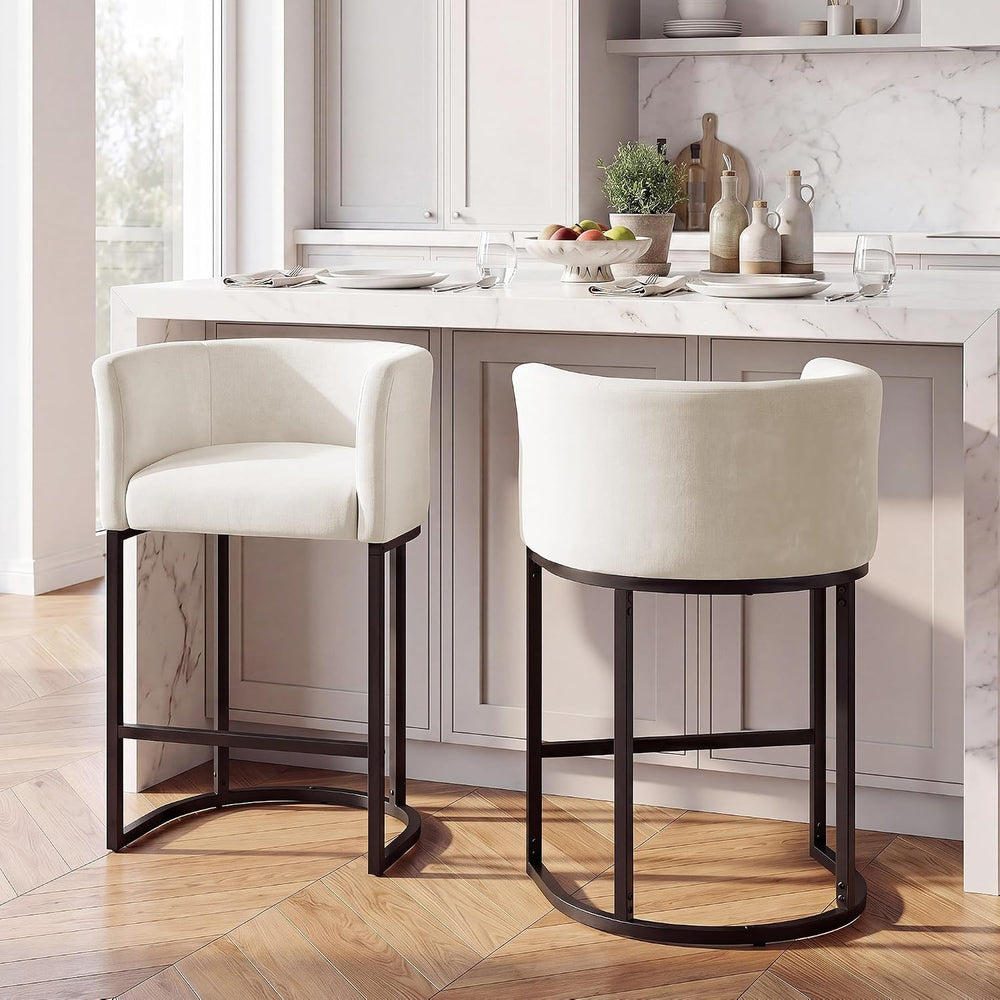 GRUSIGN Chenille Counter Height Bar Stools Set of 2, 26" Kitchen Island ...