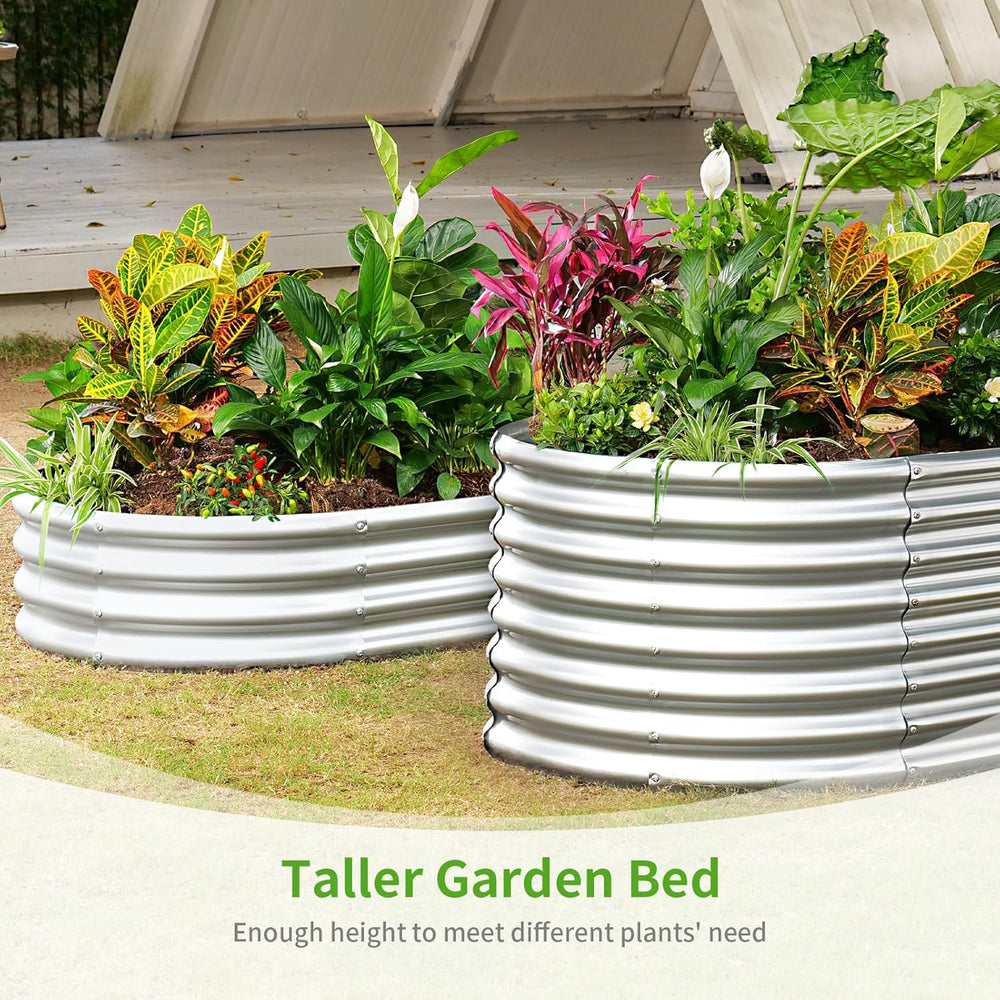 Land Guard Galvanized Raised Garden Bed, 8x4x2ft Planter Boxes Outdoor, Oval ...